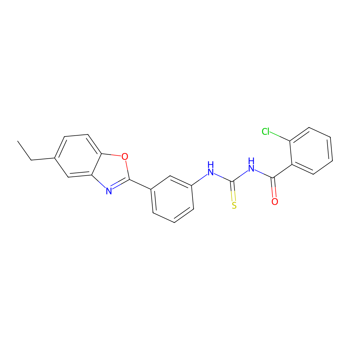 2-chloro-N-[[3-(5-ethyl-1,3-benzoxazol-2-yl)phenyl]carbamothioyl]benzamide molecular structure, CAS 347338-61-8
