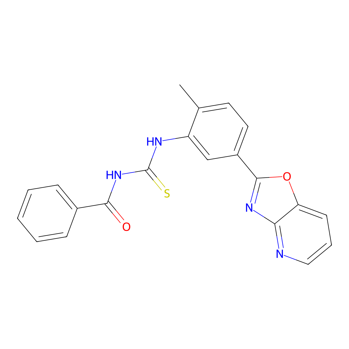 N-[[2-methyl-5-([1,3]oxazolo[4,5-b]pyridin-2-yl)phenyl]carbamothioyl]benzamide molecular structure, CAS 347338-67-4