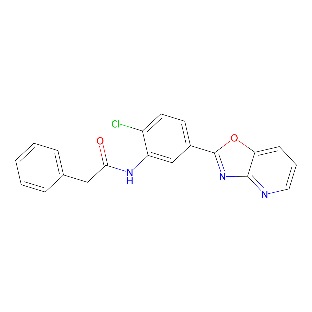 N-[2-chloro-5-([1,3]oxazolo[4,5-b]pyridin-2-yl)phenyl]-2-phenylacetamide molecular structure, CAS 347338-68-5
