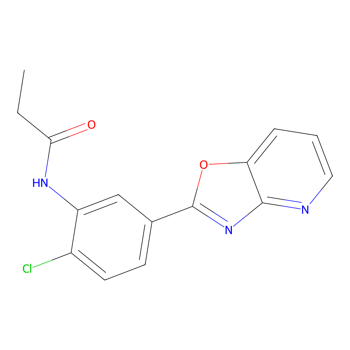 N-[2-chloro-5-([1,3]oxazolo[4,5-b]pyridin-2-yl)phenyl]propanamide molecular structure, CAS 347338-70-9