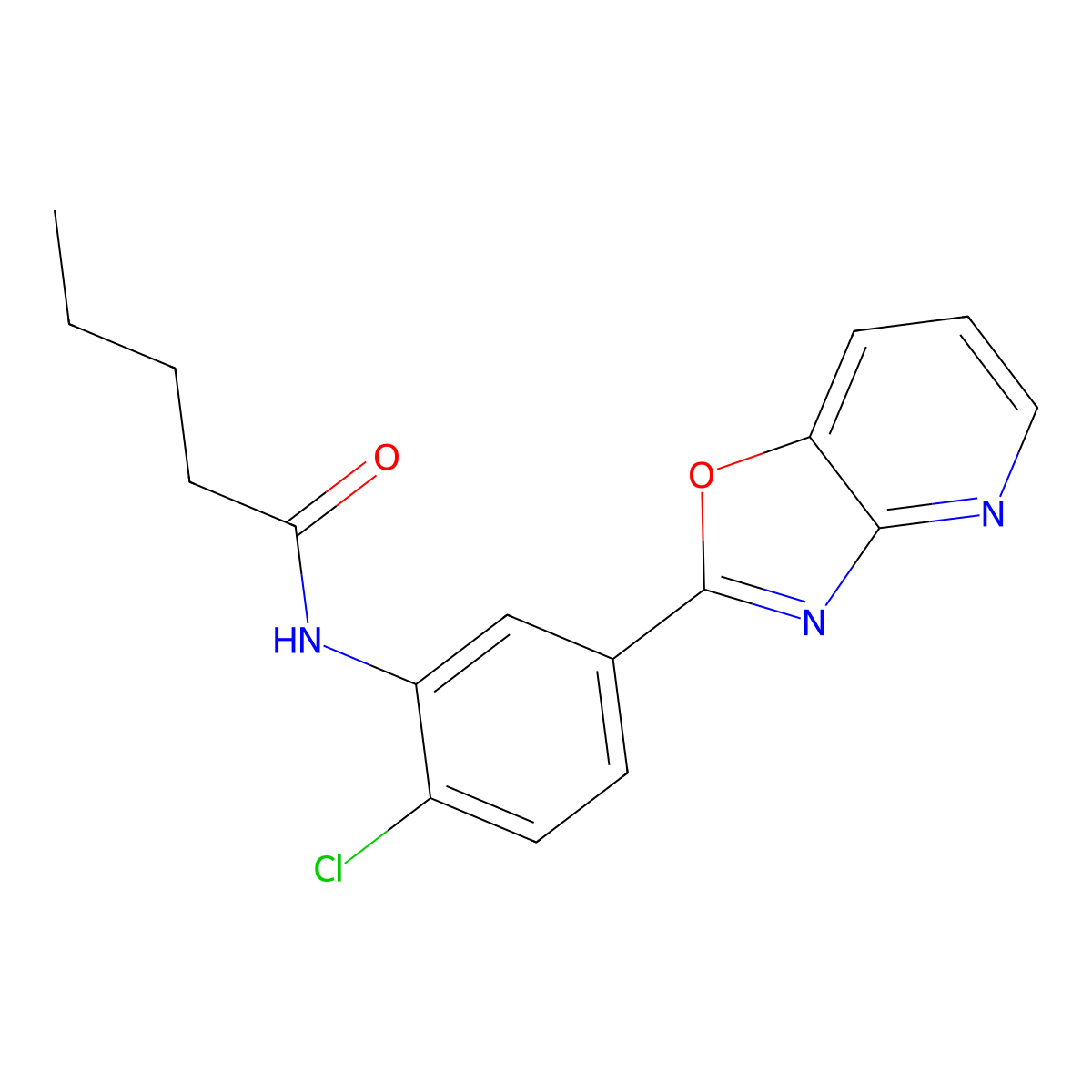 N-[2-chloro-5-([1,3]oxazolo[4,5-b]pyridin-2-yl)phenyl]pentanamide molecular structure, CAS 347338-74-3