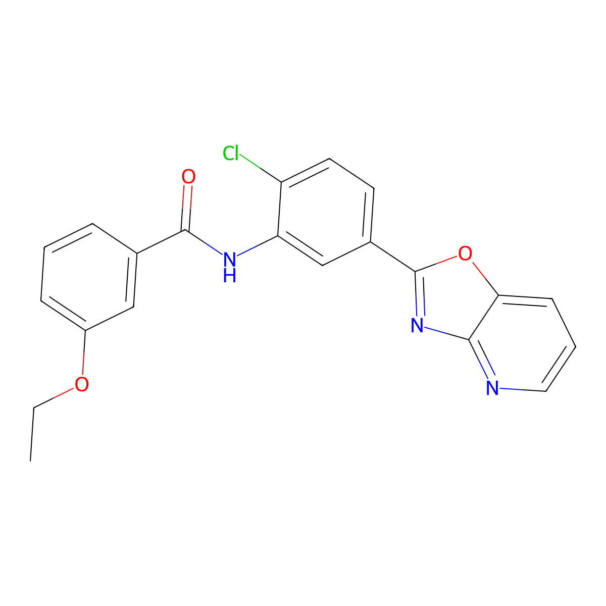 N-[2-chloro-5-([1,3]oxazolo[4,5-b]pyridin-2-yl)phenyl]-3-ethoxybenzamide molecular structure, CAS 347338-75-4