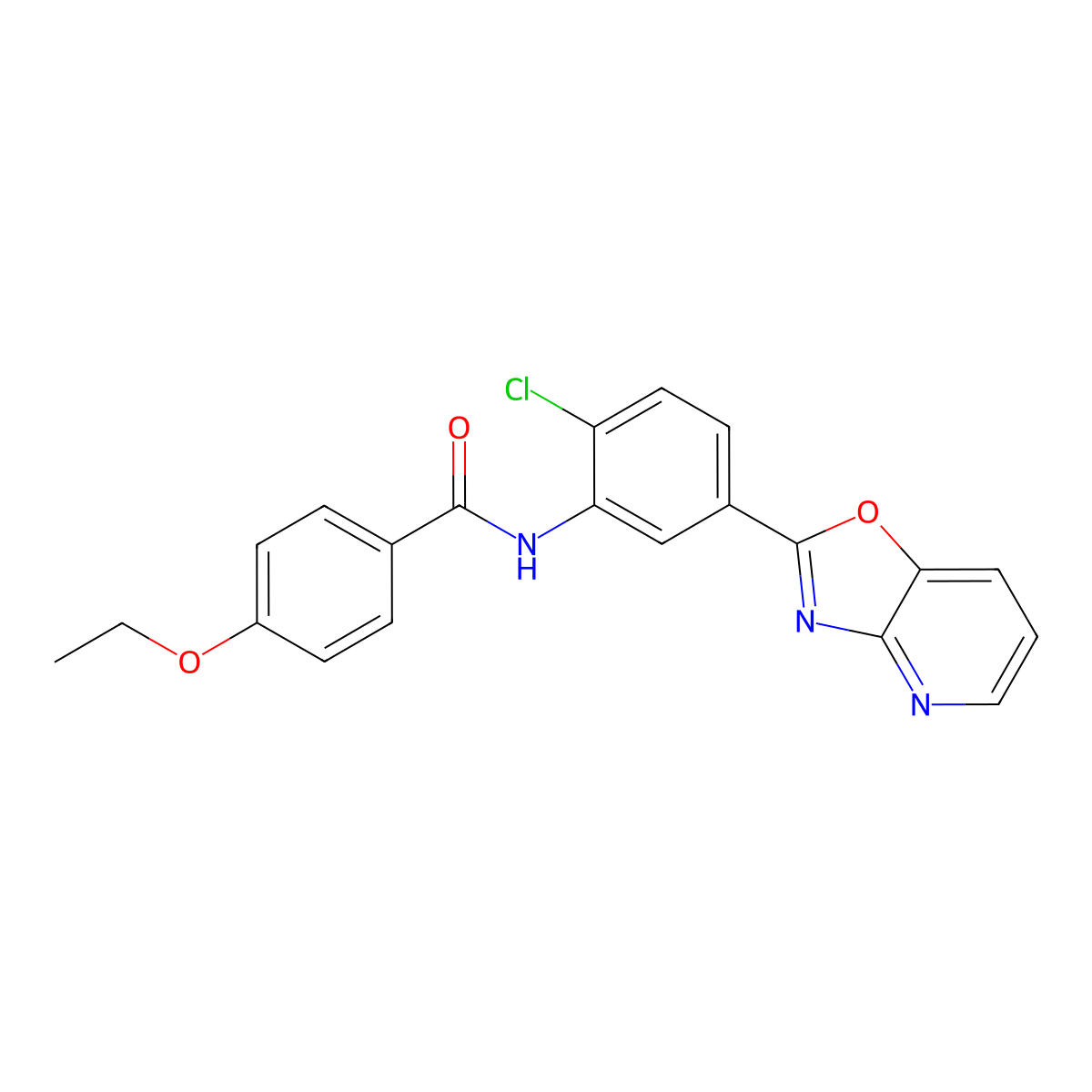 N-[2-chloro-5-([1,3]oxazolo[4,5-b]pyridin-2-yl)phenyl]-4-ethoxybenzamide molecular structure, CAS 347338-77-6