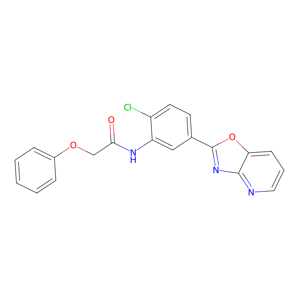 N-[2-chloro-5-([1,3]oxazolo[4,5-b]pyridin-2-yl)phenyl]-2-phenoxyacetamide molecular structure, CAS 347338-80-1