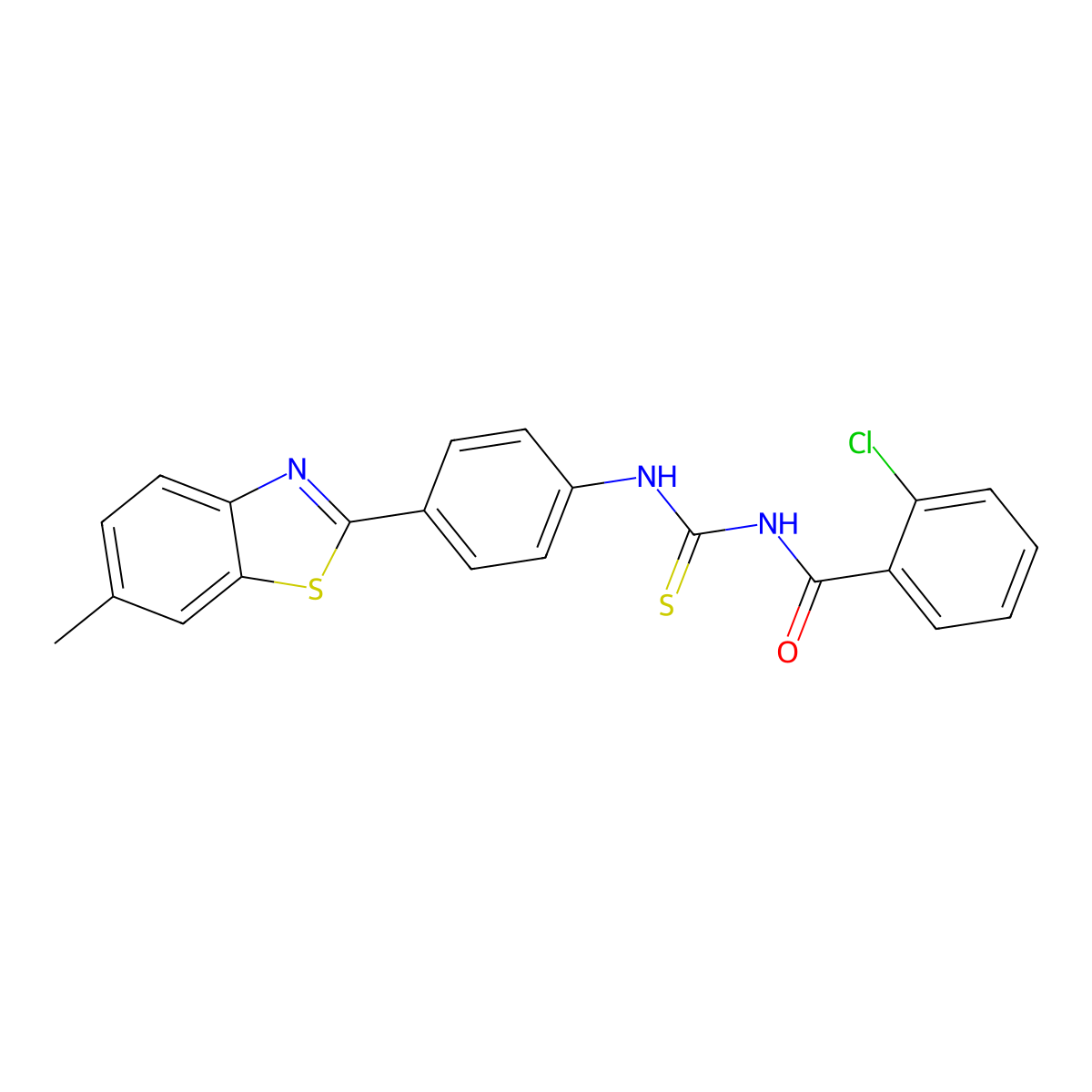2-chloro-N-[[4-(6-methyl-1,3-benzothiazol-2-yl)phenyl]carbamothioyl]benzamide molecular structure, CAS 347338-89-0