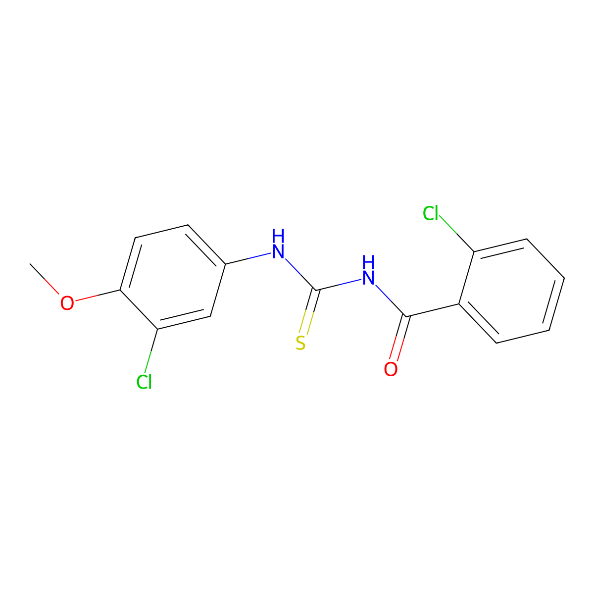 2-chloro-N-[(3-chloro-4-methoxyphenyl)carbamothioyl]benzamide molecular structure, CAS 347338-96-9