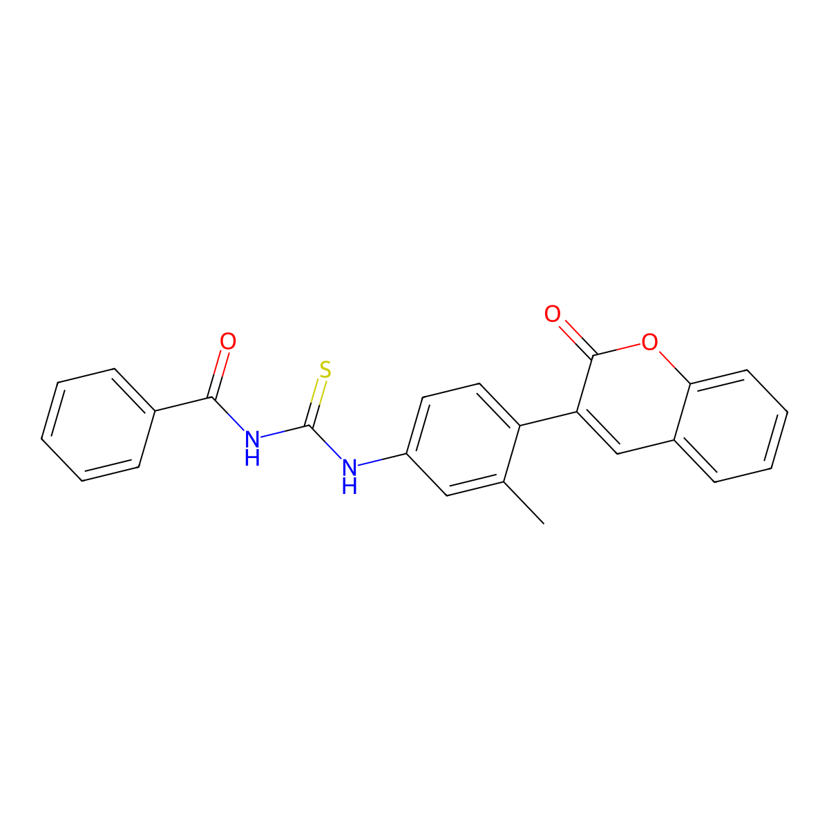 N-[[3-methyl-4-(2-oxochromen-3-yl)phenyl]carbamothioyl]benzamide molecular structure, CAS 347338-99-2