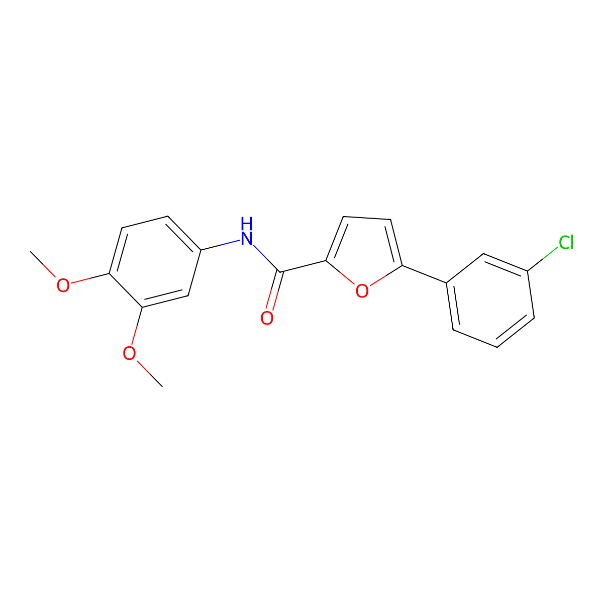5-(3-chlorophenyl)-N-(3,4-dimethoxyphenyl)furan-2-carboxamide molecular structure, CAS 347339-02-0