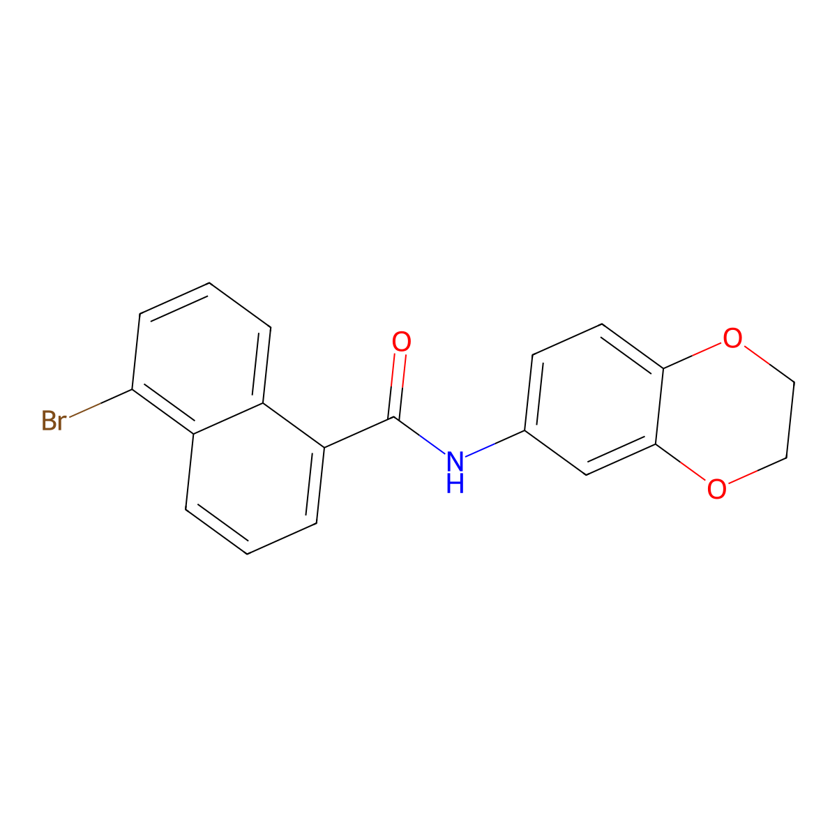 5-bromo-N-(2,3-dihydro-1,4-benzodioxin-6-yl)naphthalene-1-carboxamide molecular structure, CAS 347339-03-1