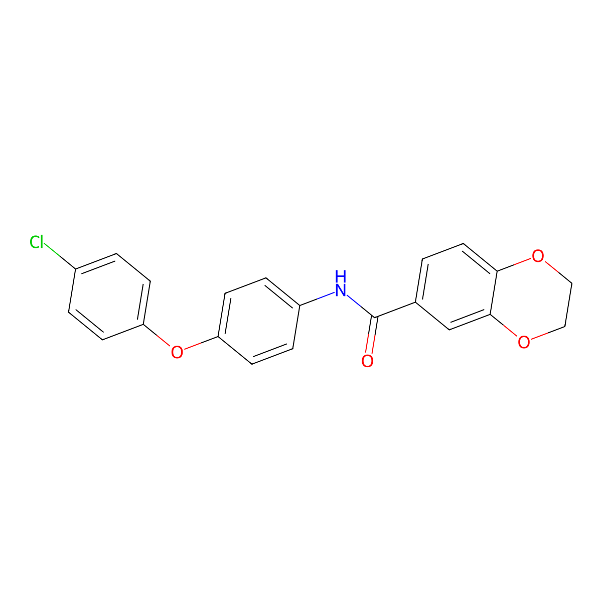 N-[4-(4-chlorophenoxy)phenyl]-2,3-dihydro-1,4-benzodioxine-6-carboxamide molecular structure, CAS 347339-15-5