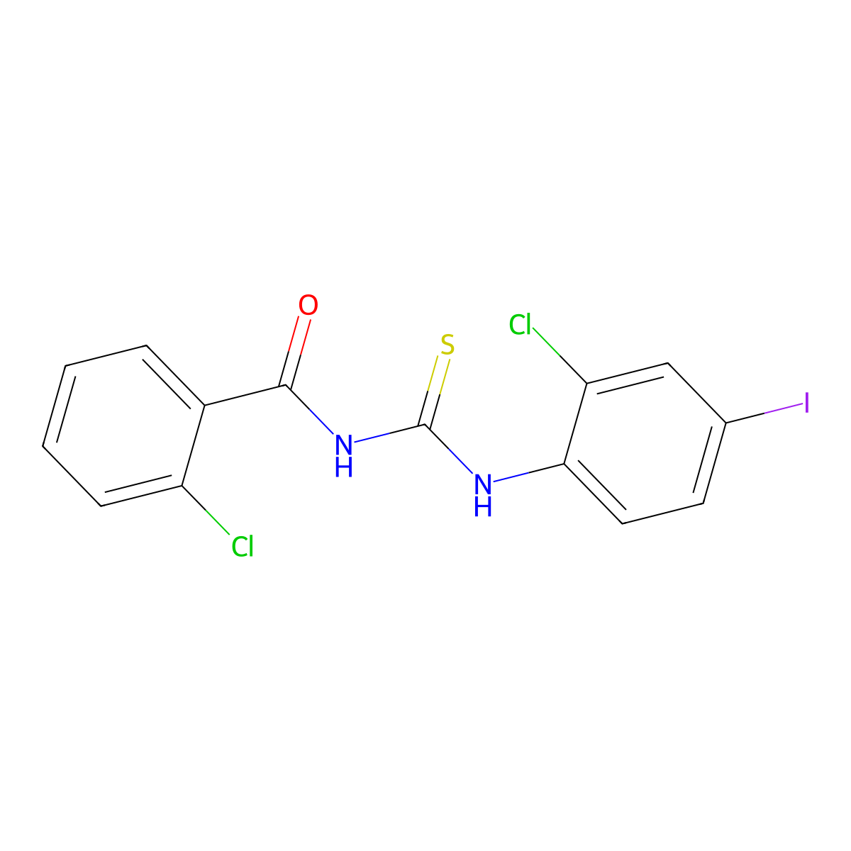2-chloro-N-[(2-chloro-4-iodophenyl)carbamothioyl]benzamide molecular structure, CAS 347339-35-9