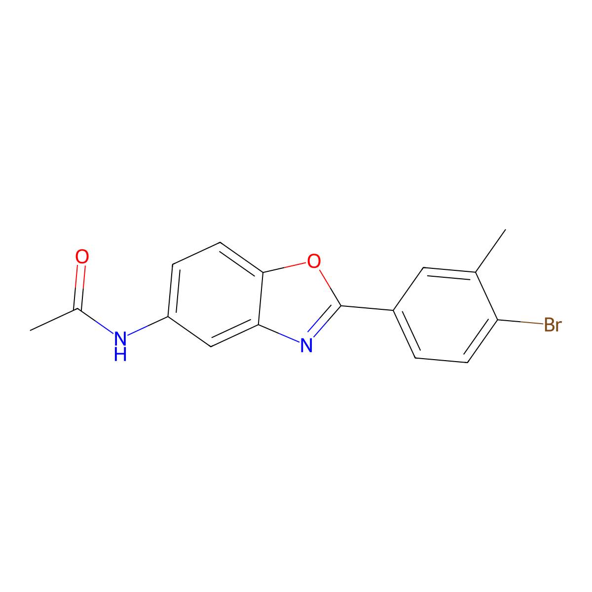 N-[2-(4-bromo-3-methylphenyl)-1,3-benzoxazol-5-yl]acetamide molecular structure, CAS 347339-39-3