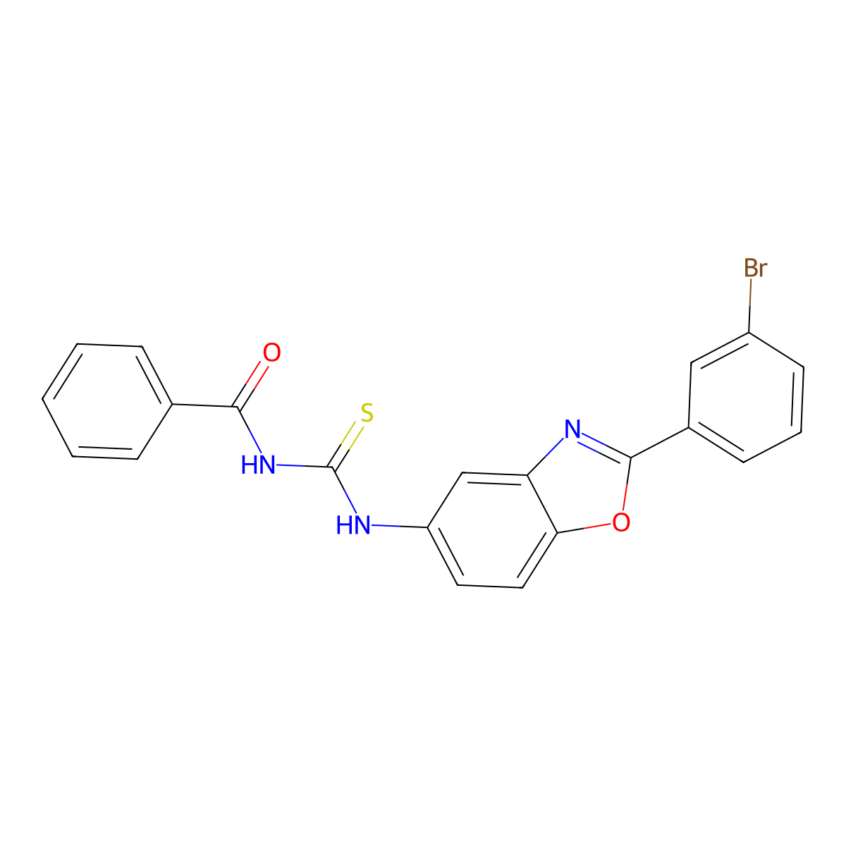 N-[[2-(3-bromophenyl)-1,3-benzoxazol-5-yl]carbamothioyl]benzamide molecular structure, CAS 347339-45-1