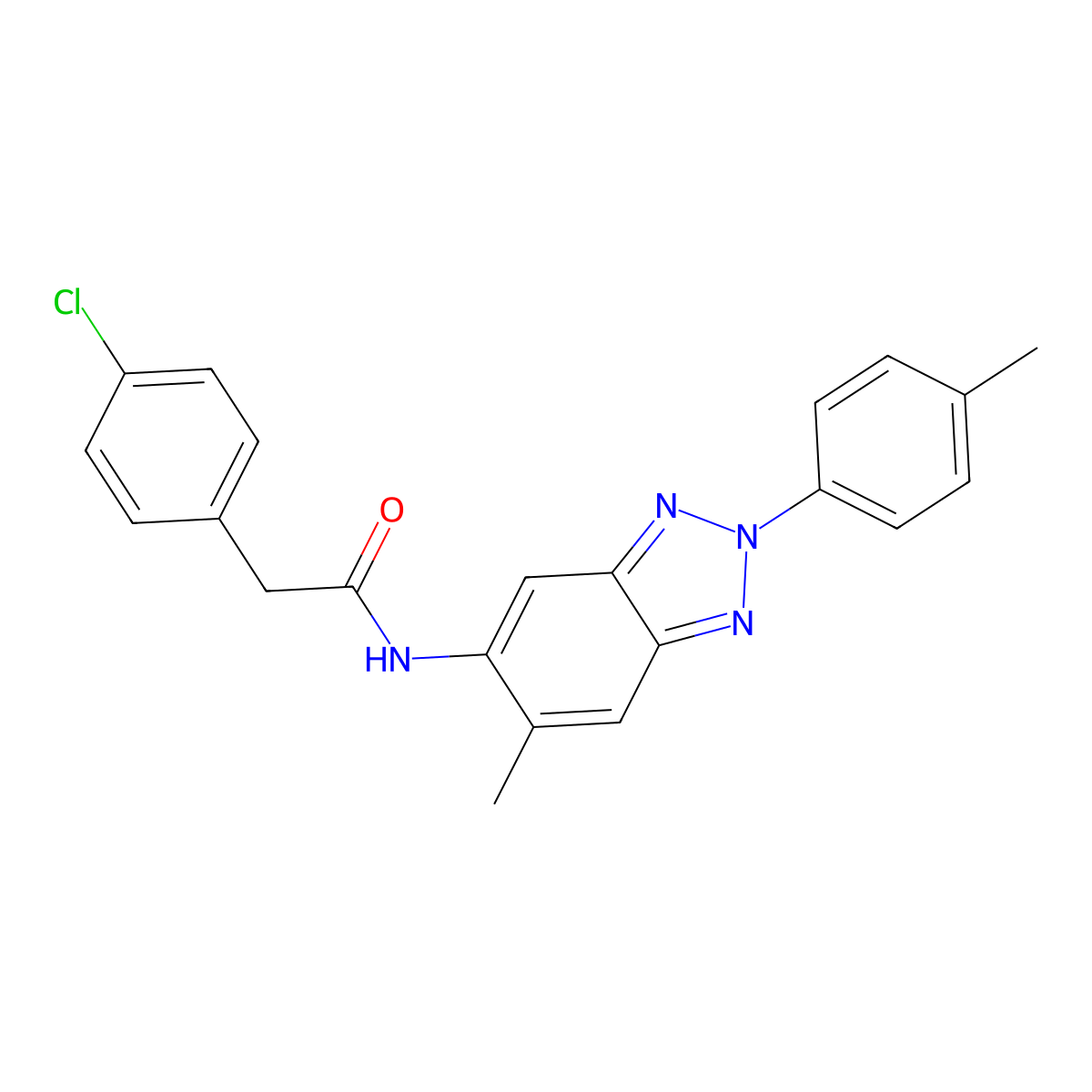 2-(4-chlorophenyl)-N-[6-methyl-2-(4-methylphenyl)benzotriazol-5-yl]acetamide molecular structure, CAS 347339-49-5