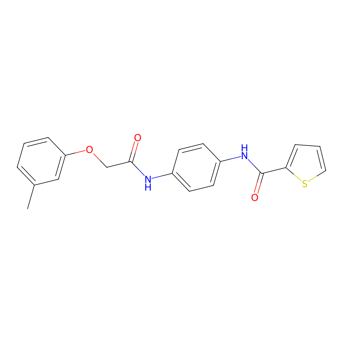 N-[4-[[2-(3-methylphenoxy)acetyl]amino]phenyl]thiophene-2-carboxamide molecular structure, CAS 347339-60-0