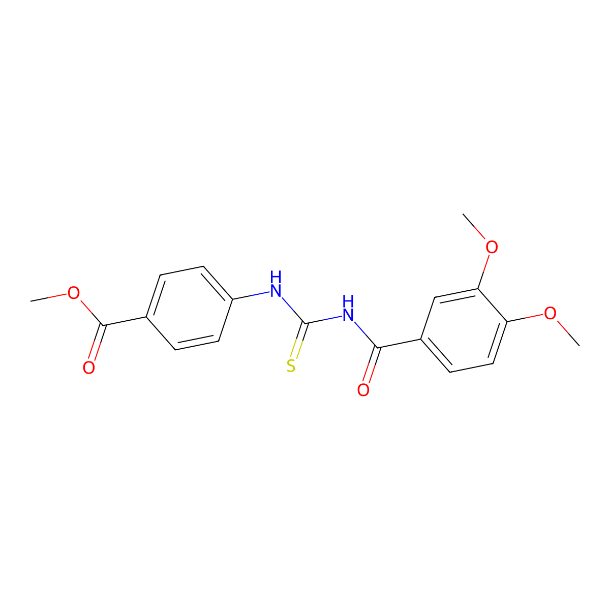 Methyl 4-({[(3,4-dimethoxyphenyl)carbonyl]carbamothioyl}amino)benzoate molecular structure, CAS 347339-62-2