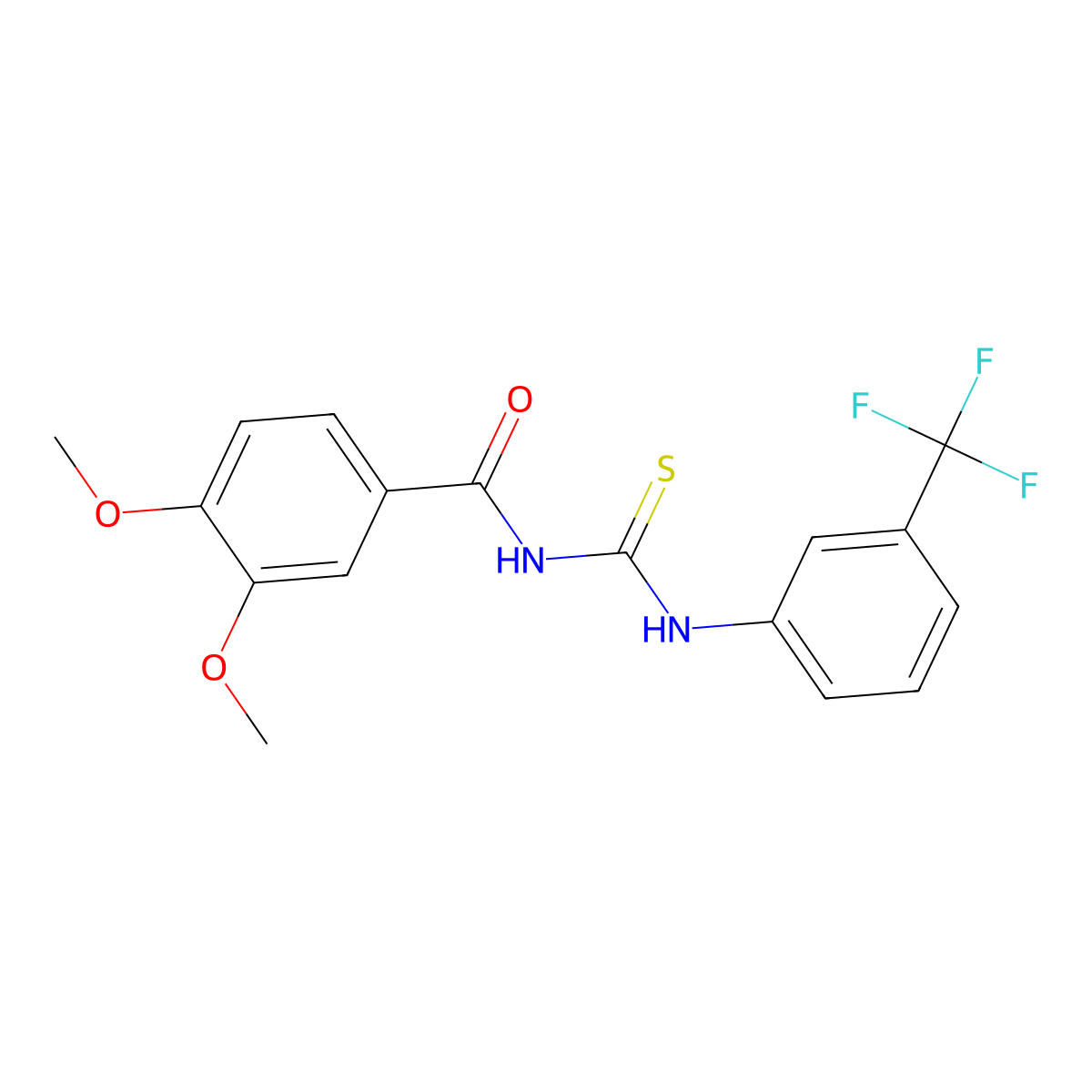 3,4-dimethoxy-N-[[3-(trifluoromethyl)phenyl]carbamothioyl]benzamide molecular structure, CAS 347339-64-4