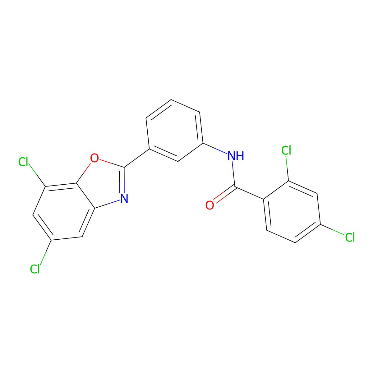 2,4-dichloro-N-[3-(5,7-dichloro-1,3-benzoxazol-2-yl)phenyl]benzamide molecular structure, CAS 347339-81-5