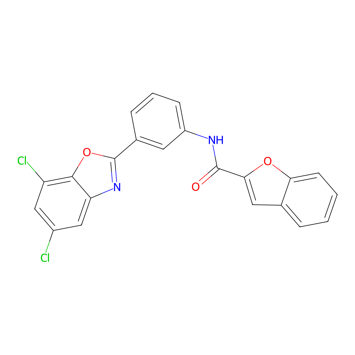 N-[3-(5,7-dichloro-1,3-benzoxazol-2-yl)phenyl]-1-benzofuran-2-carboxamide molecular structure, CAS 347339-83-7