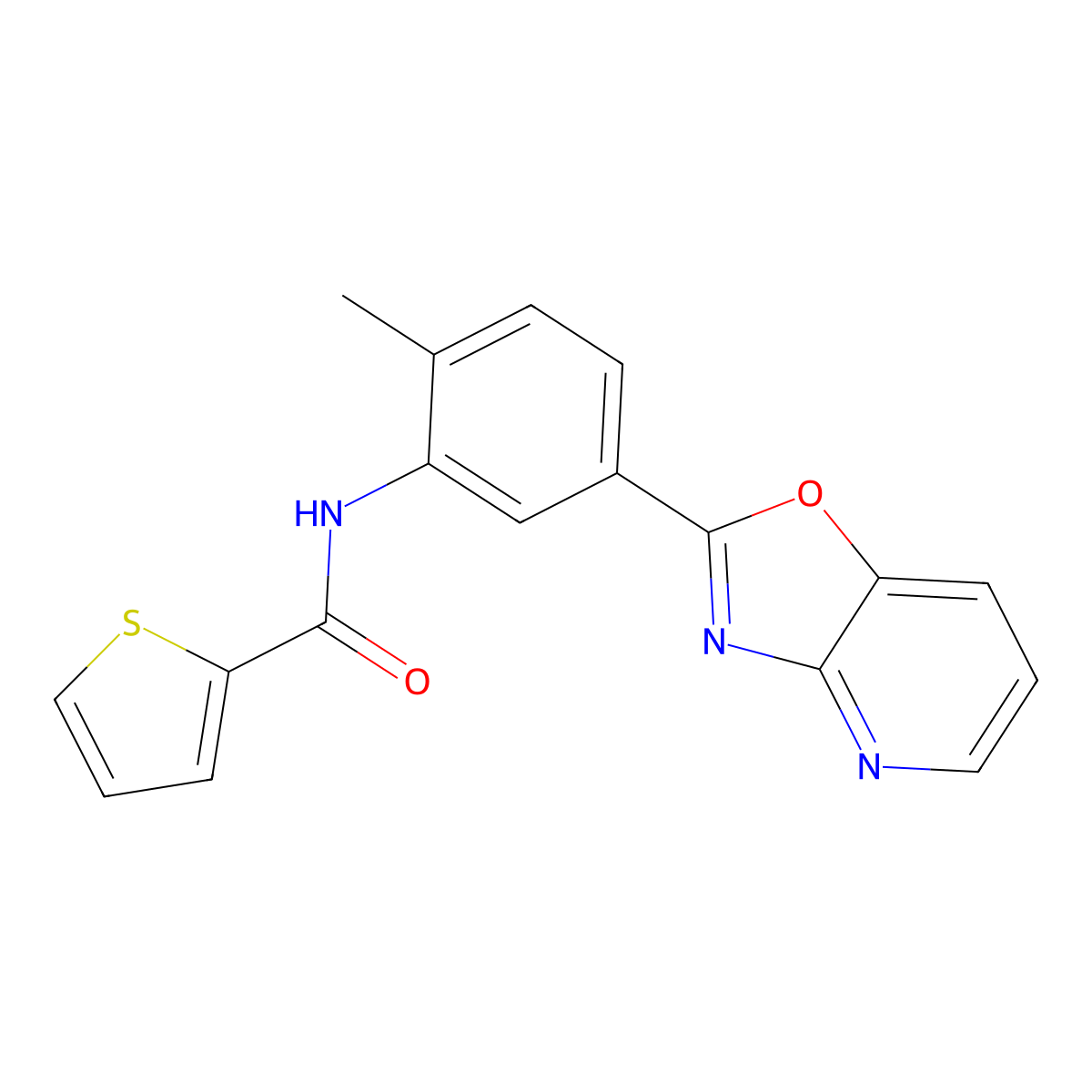 N-[2-methyl-5-([1,3]oxazolo[4,5-b]pyridin-2-yl)phenyl]thiophene-2-carboxamide molecular structure, CAS 347339-84-8