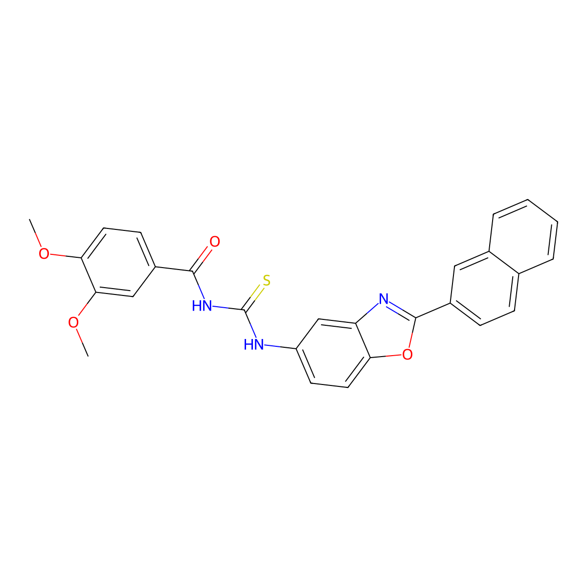 3,4-dimethoxy-N-[(2-naphthalen-2-yl-1,3-benzoxazol-5-yl)carbamothioyl]benzamide molecular structure, CAS 347339-86-0