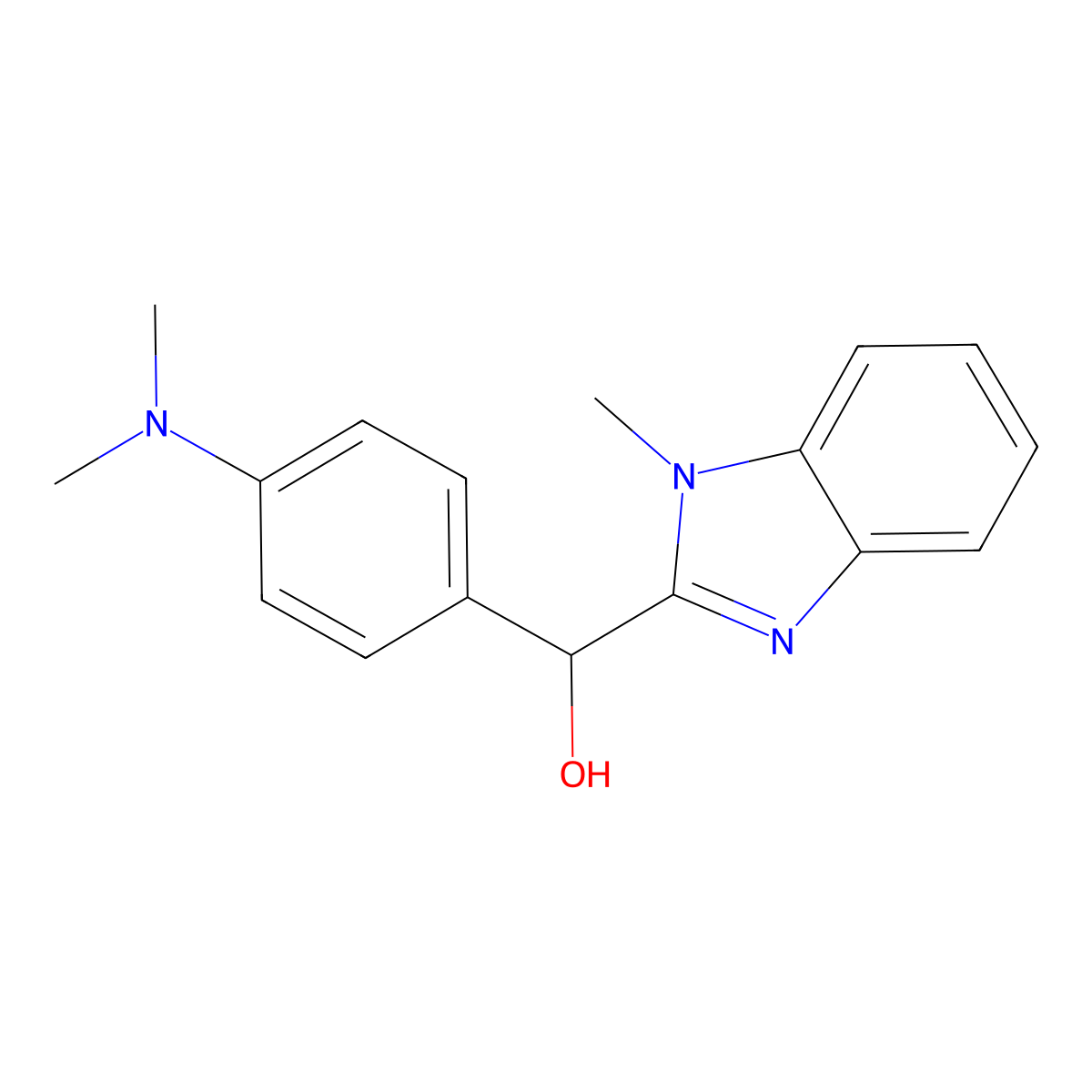 alpha-(4-(Dimethylamino)phenyl)-1-methyl-1H-benzimidazole-2-methanol molecular structure, CAS 34734-17-3