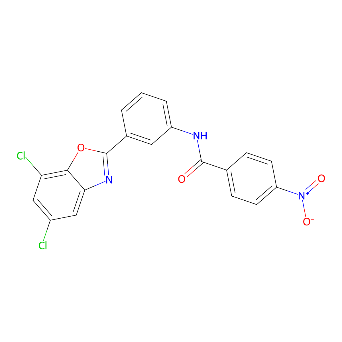 N-[3-(5,7-dichloro-1,3-benzoxazol-2-yl)phenyl]-4-nitrobenzamide molecular structure, CAS 347340-01-6