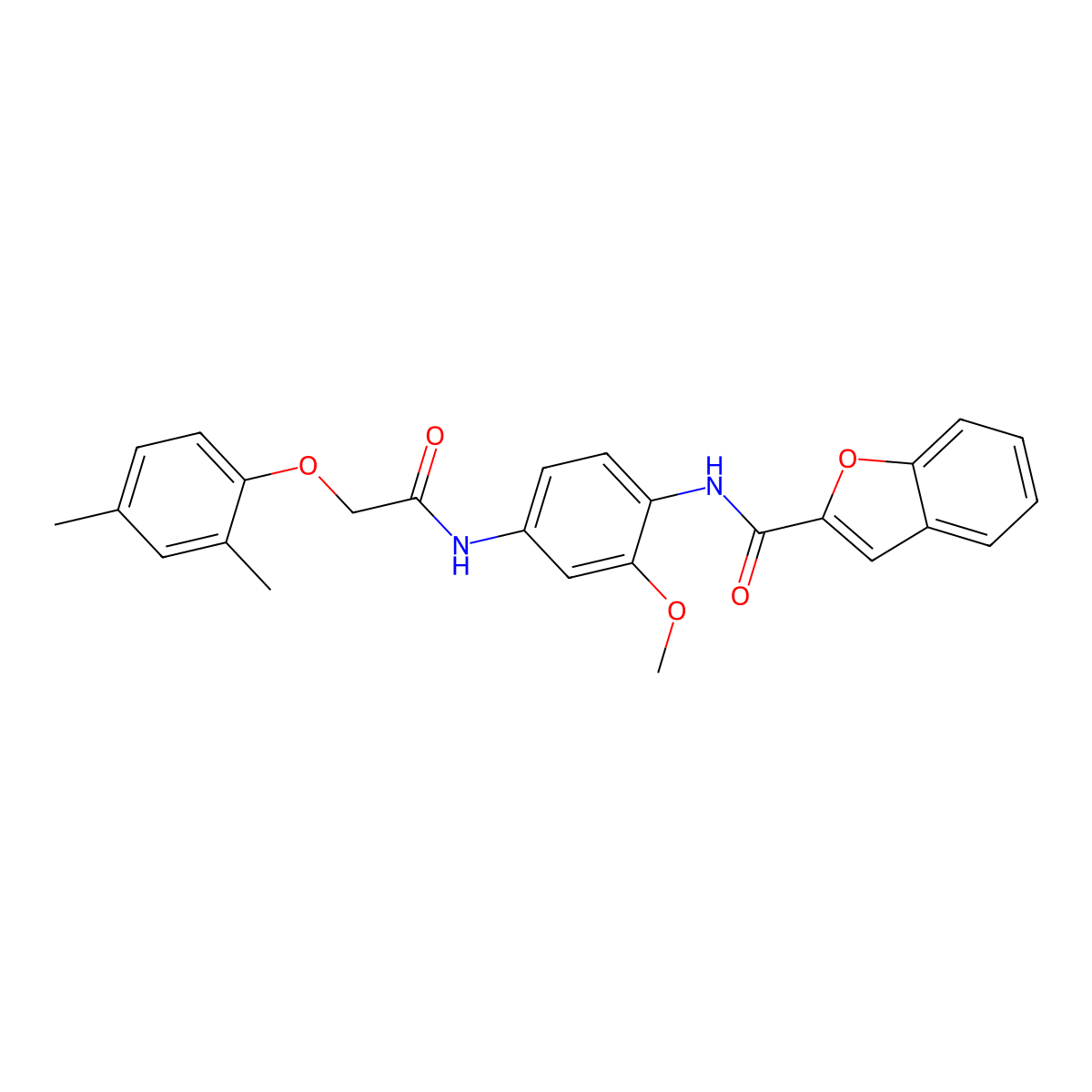 N-(4-{[(2,4-dimethylphenoxy)acetyl]amino}-2-methoxyphenyl)-1-benzofuran-2-carboxamide molecular structure, CAS 347340-08-3