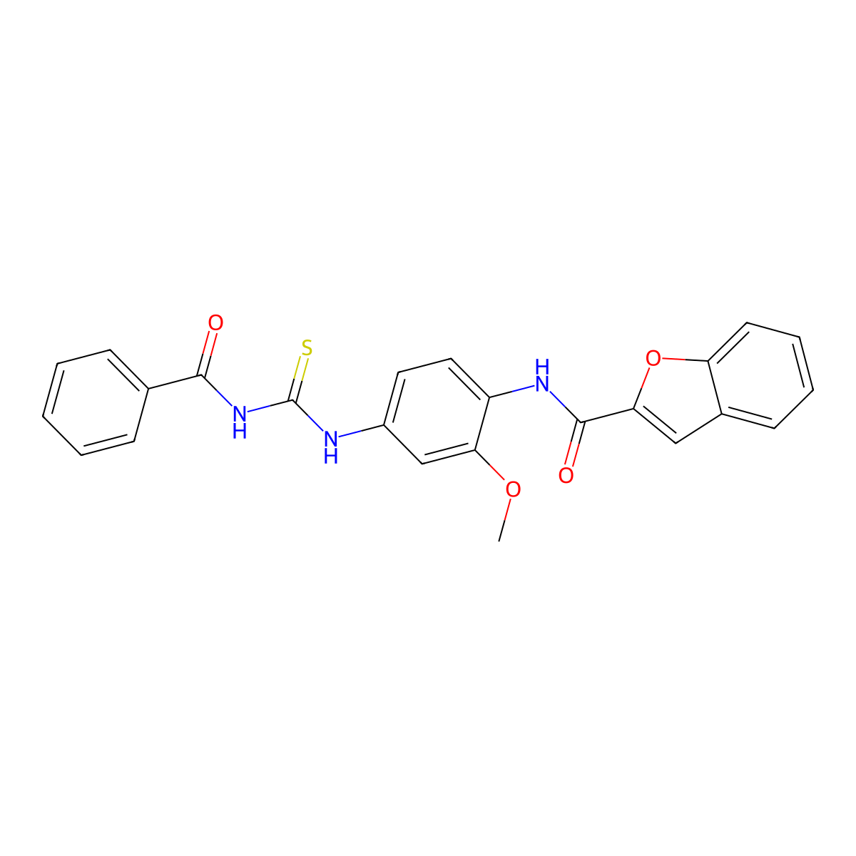 N-[4-(benzoylcarbamothioylamino)-2-methoxyphenyl]-1-benzofuran-2-carboxamide molecular structure, CAS 347340-10-7