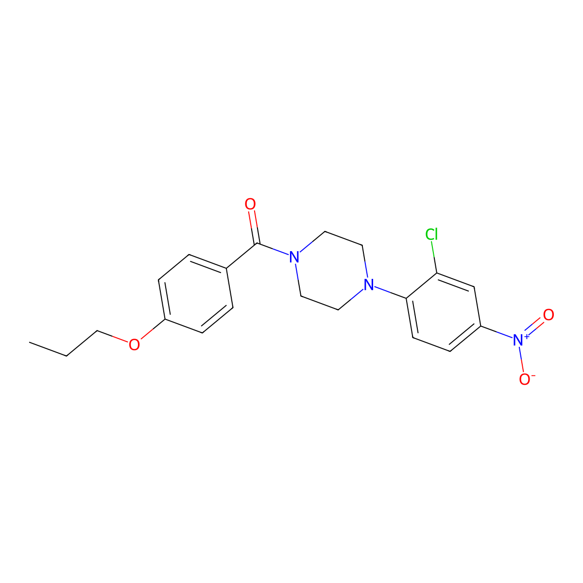 [4-(2-Chloro-4-nitrophenyl)piperazin-1-yl]-(4-propoxyphenyl)methanone molecular structure, CAS 347340-23-2