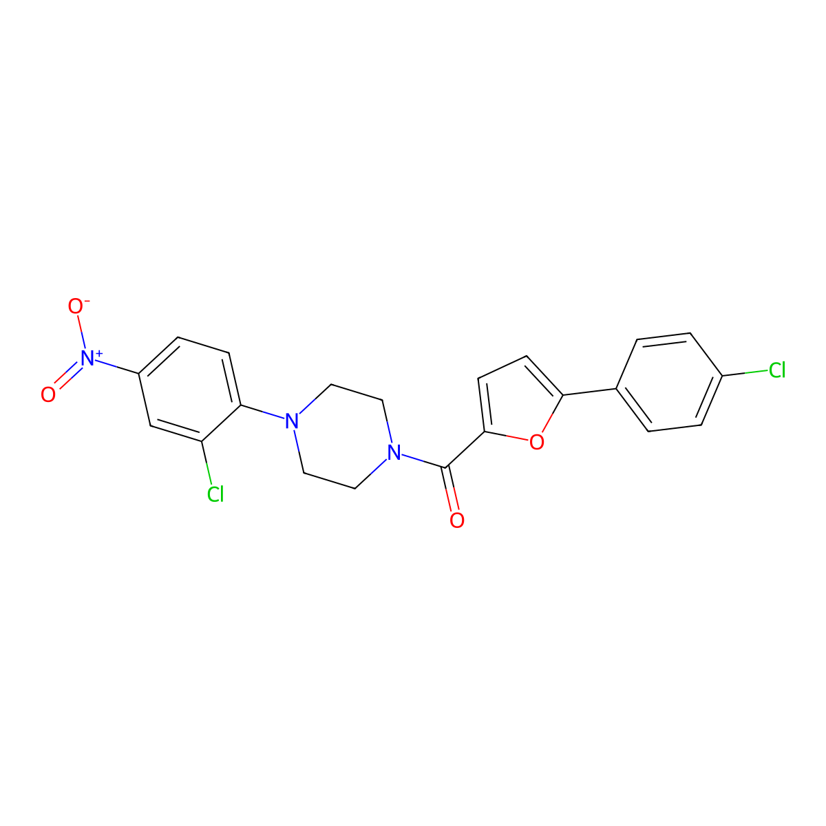 1-(2-Chloro-4-nitrophenyl)-4-[5-(4-chlorophenyl)-2-furoyl]piperazine molecular structure, CAS 347340-26-5