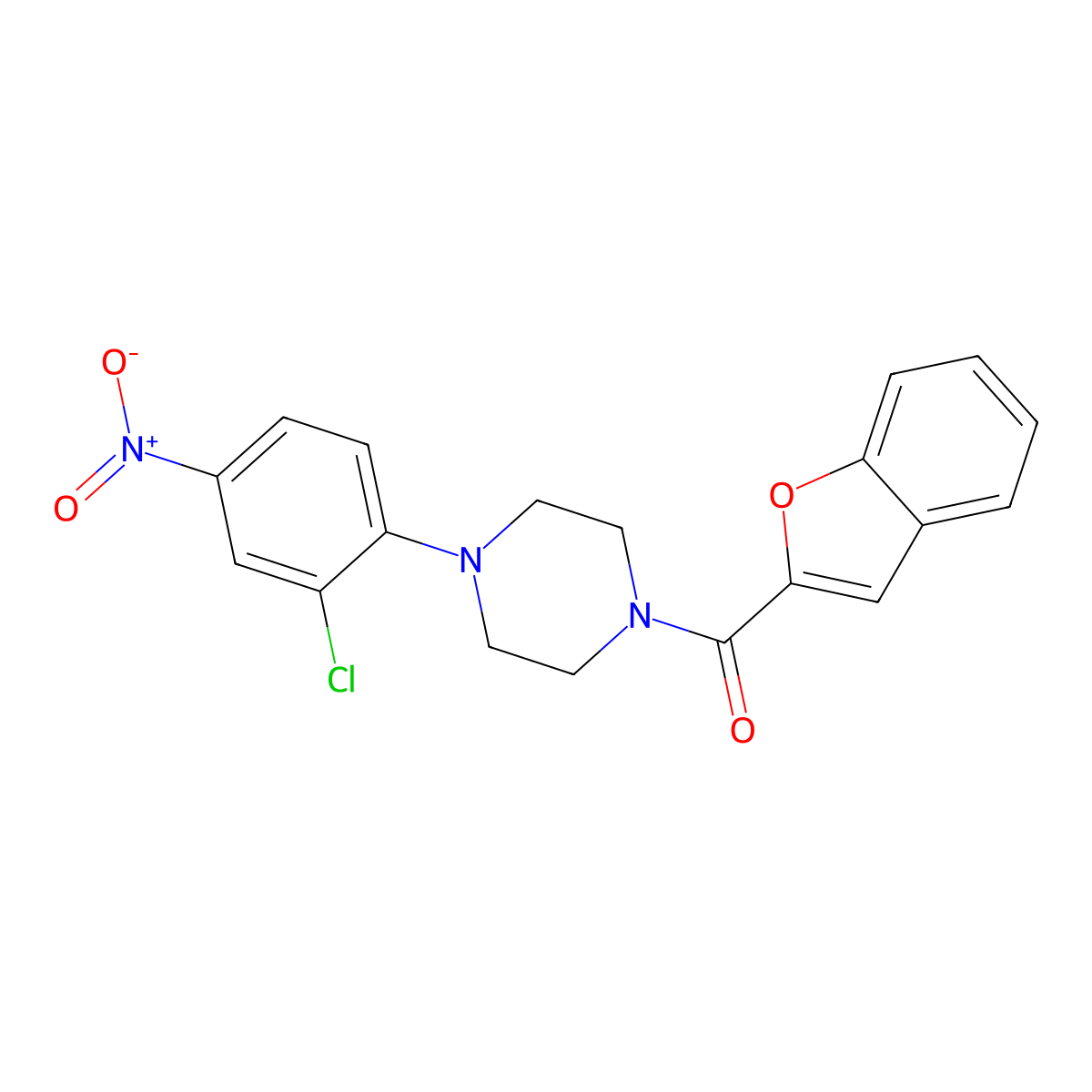 1-Benzofuran-2-yl[4-(2-chloro-4-nitrophenyl)piperazin-1-yl]methanone molecular structure, CAS 347340-27-6