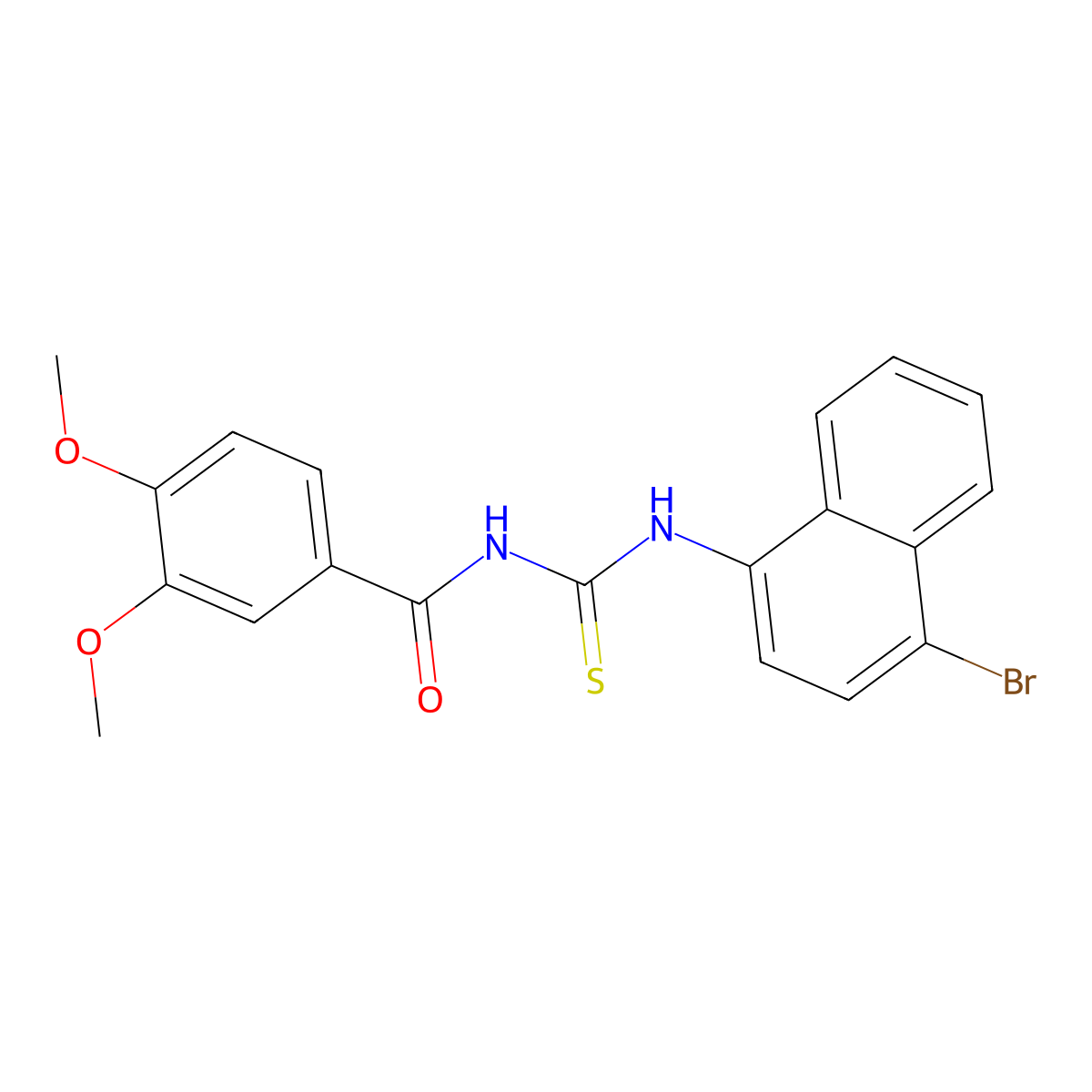 N-[(4-bromonaphthalen-1-yl)carbamothioyl]-3,4-dimethoxybenzamide molecular structure, CAS 347340-34-5