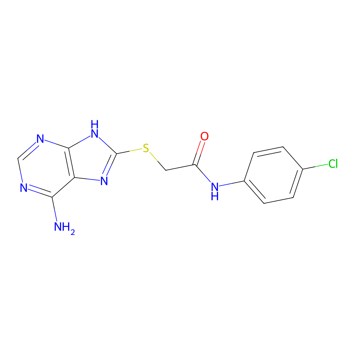 2-[(6-amino-7H-purin-8-yl)sulfanyl]-N-(4-chlorophenyl)acetamide molecular structure, CAS 347340-44-7