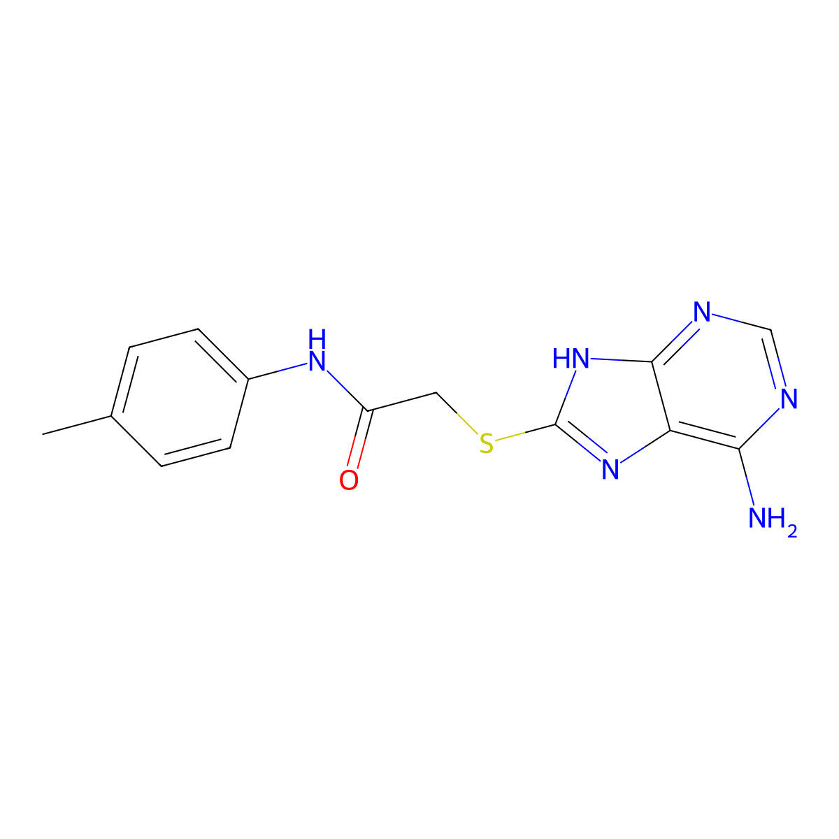 2-[(6-amino-7H-purin-8-yl)sulfanyl]-N-(4-methylphenyl)acetamide molecular structure, CAS 347340-45-8