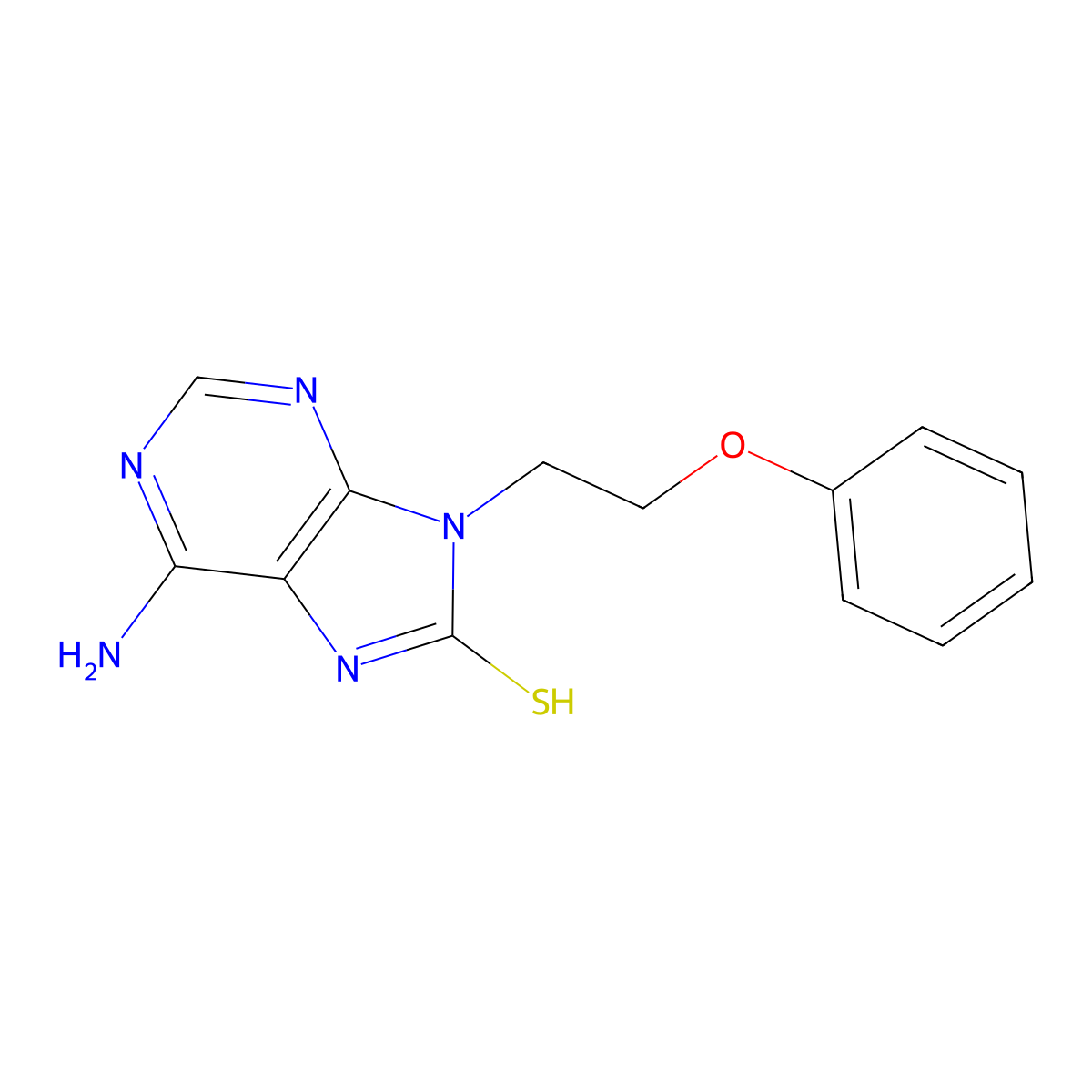 6-amino-9-(2-phenoxyethyl)-9H-purine-8-thiol molecular structure, CAS 347340-51-6