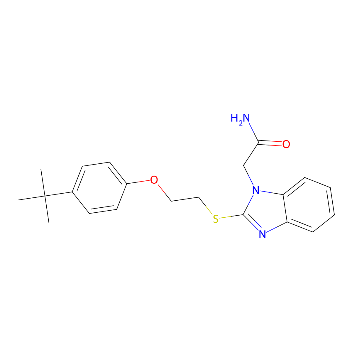 2-[2-[2-(4-Tert-butylphenoxy)ethylsulfanyl]benzimidazol-1-yl]acetamide molecular structure, CAS 347340-98-1