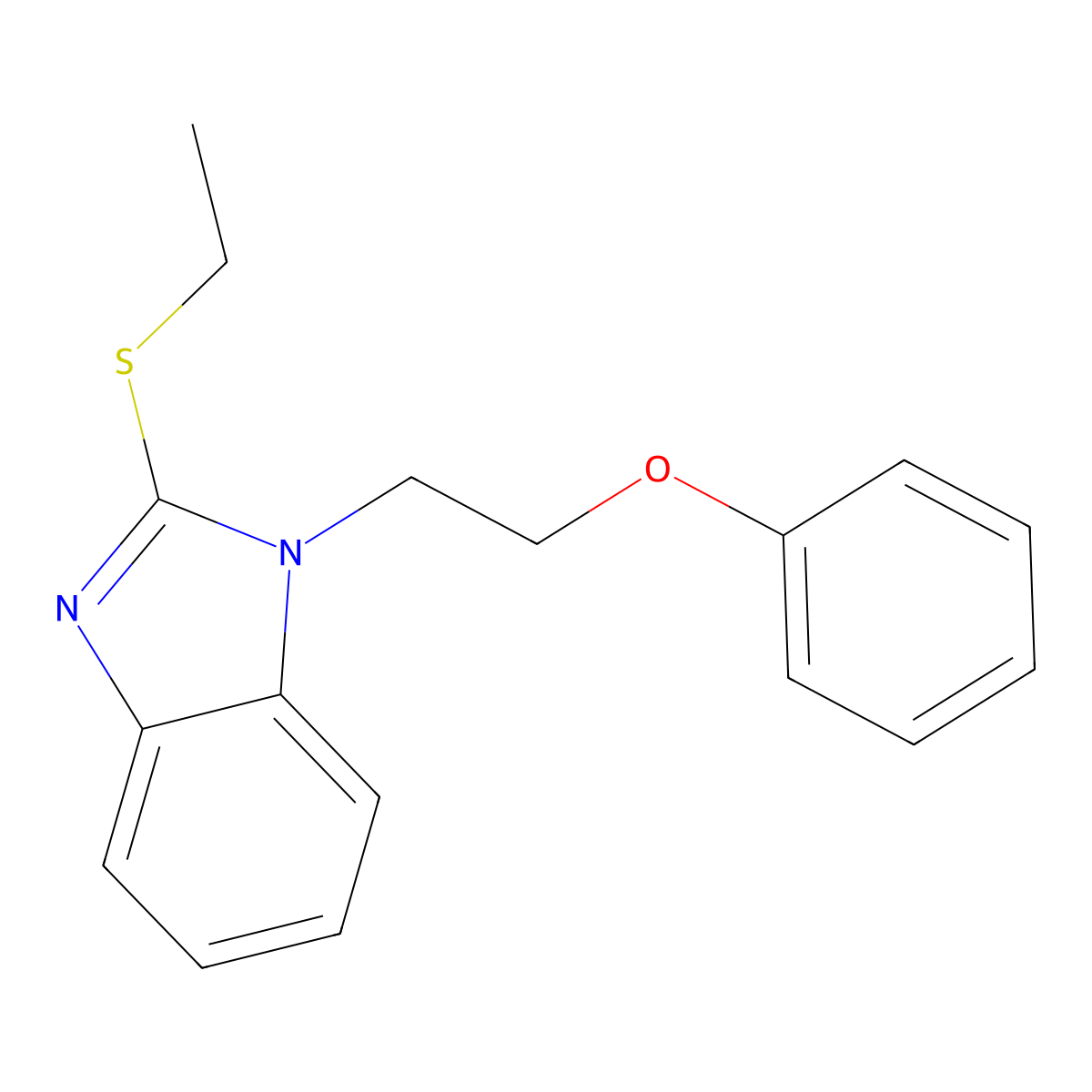 2-Ethylsulfanyl-1-(2-phenoxyethyl)benzimidazole molecular structure, CAS 347341-02-0