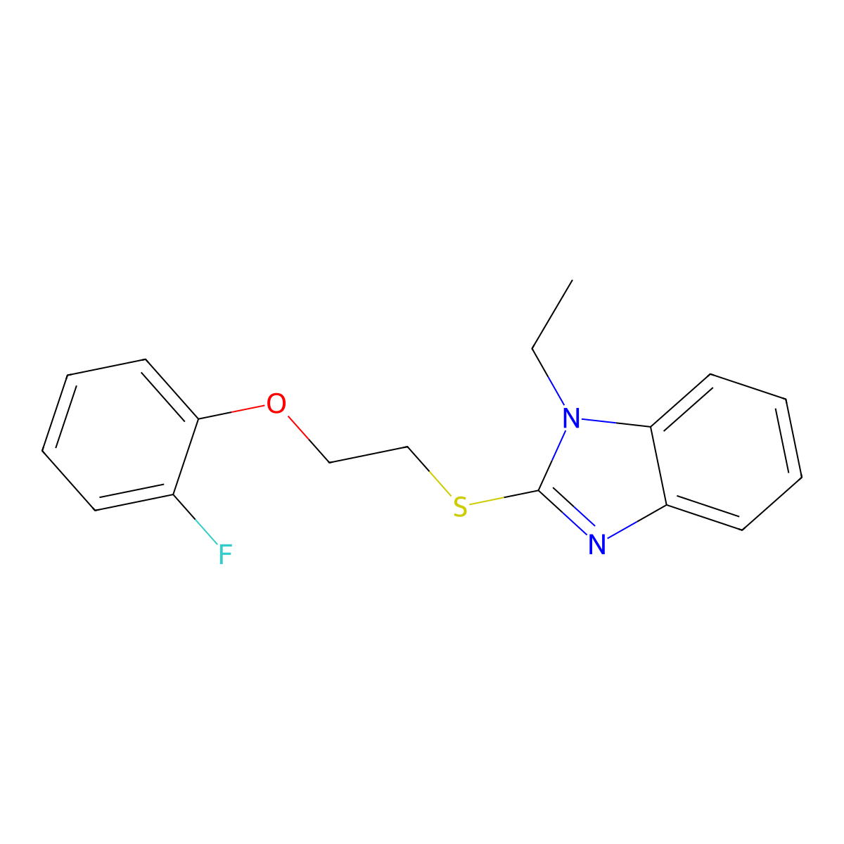 1-Ethyl-2-[2-(2-fluorophenoxy)ethylsulfanyl]benzimidazole molecular structure, CAS 347341-28-0