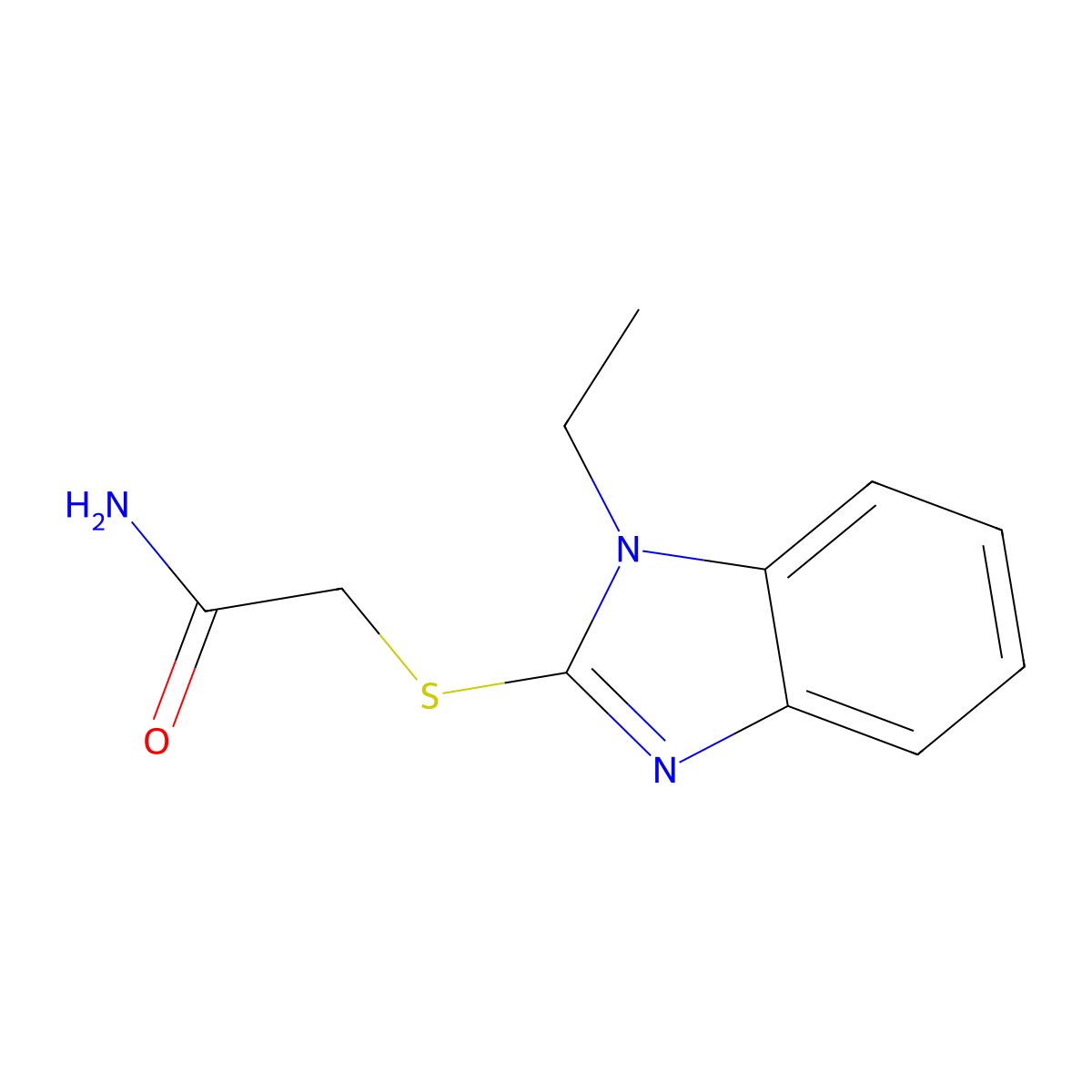 2-(1-Ethylbenzimidazol-2-yl)sulfanylacetamide molecular structure, CAS 347341-32-6
