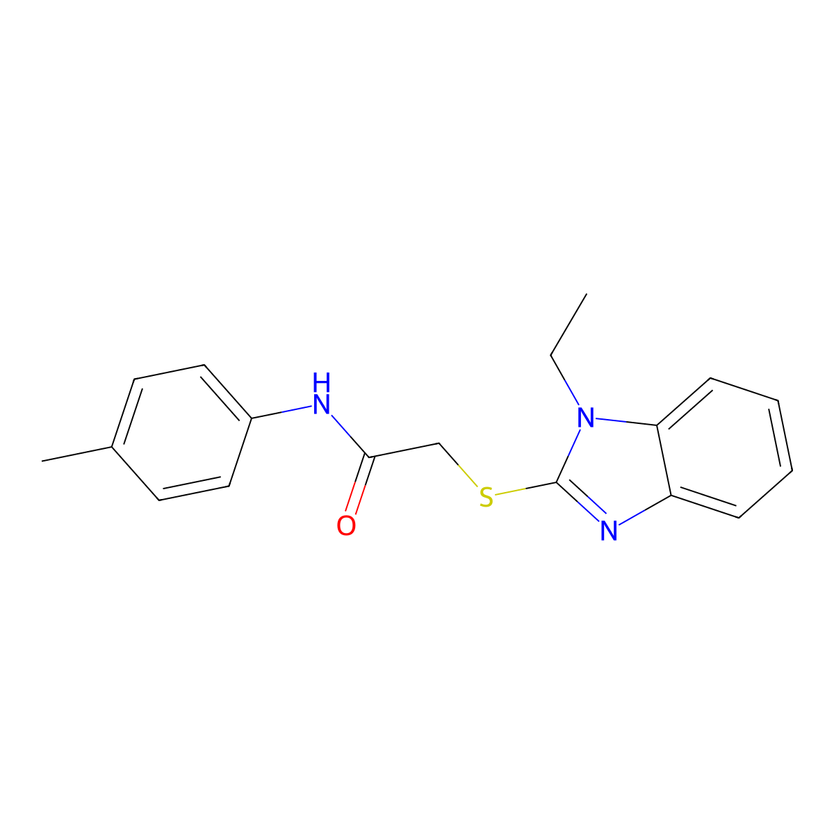 2-(1-ethylbenzimidazol-2-yl)sulfanyl-N-(4-methylphenyl)acetamide molecular structure, CAS 347341-33-7