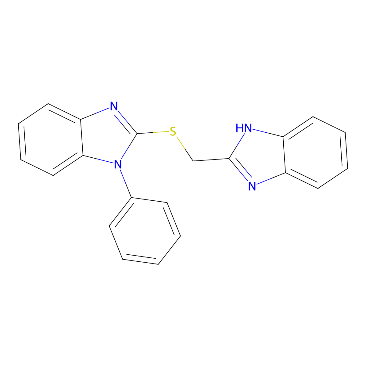 Benzimidazole, 2-(2-benzimidazolylmethylthio)-1-phenyl- molecular structure, CAS 347341-37-1