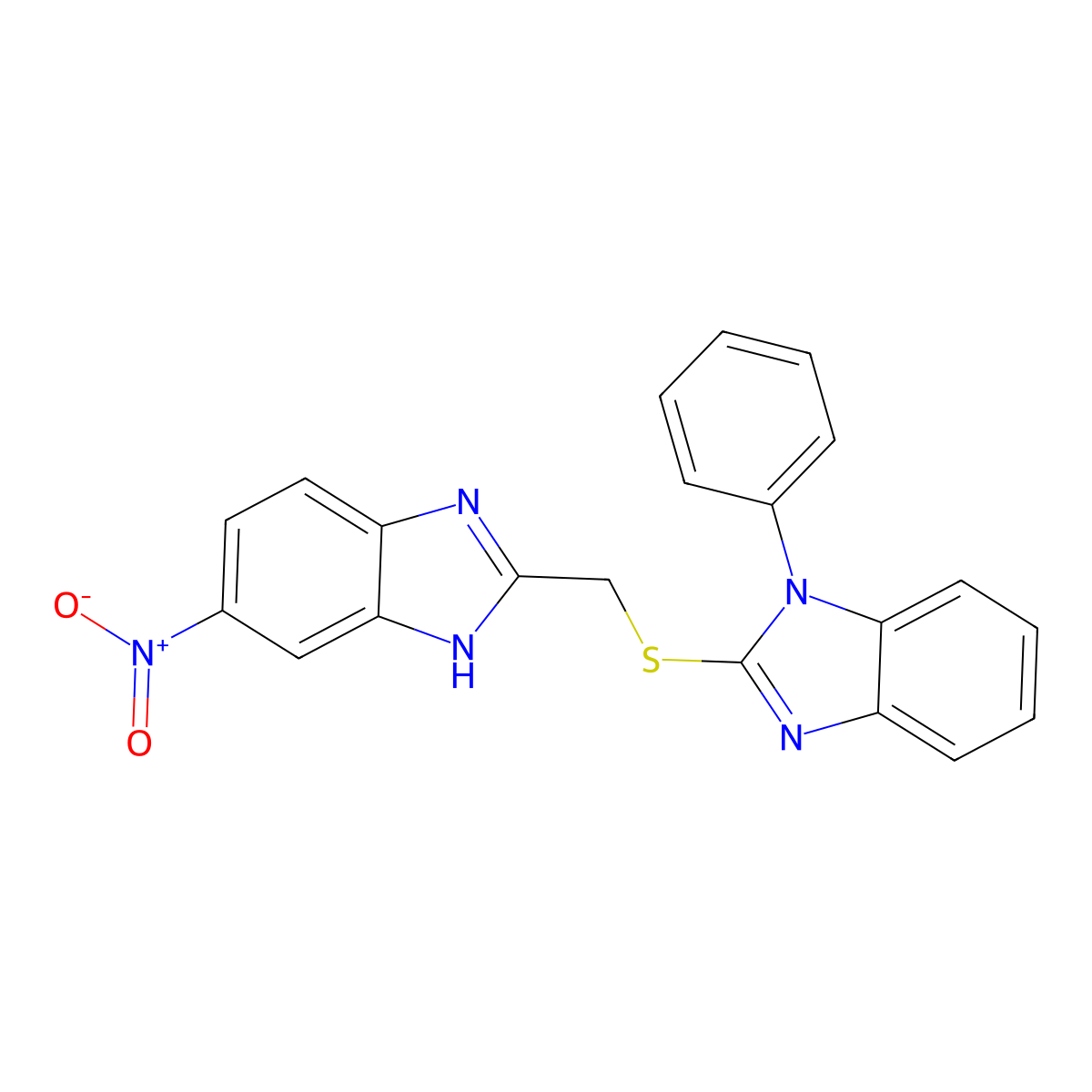 2-{[(6-nitro-1H-benzimidazol-2-yl)methyl]sulfanyl}-1-phenyl-1H-benzimidazole molecular structure, CAS 347341-38-2