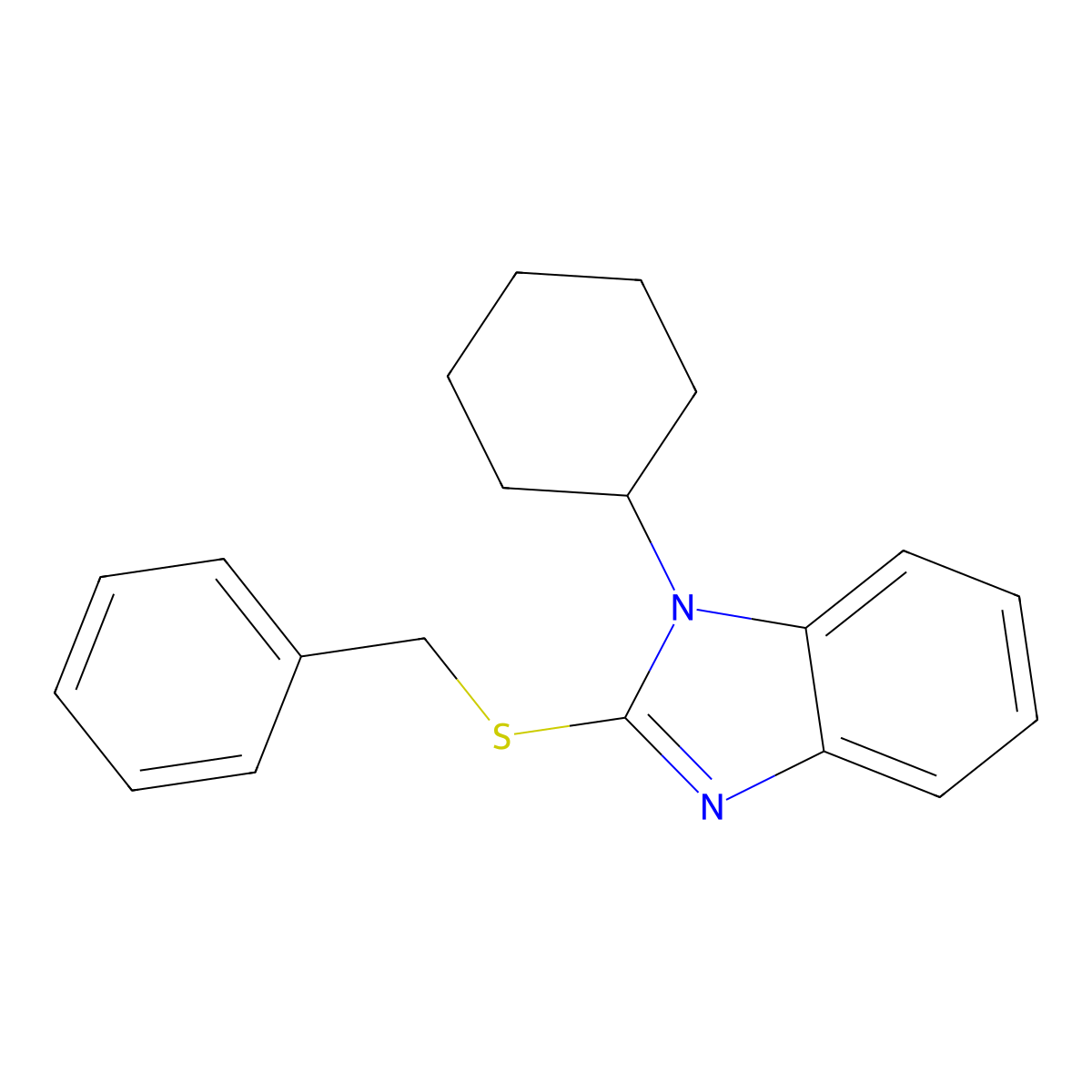2-(benzylsulfanyl)-1-cyclohexyl-1H-benzimidazole molecular structure, CAS 347341-42-8