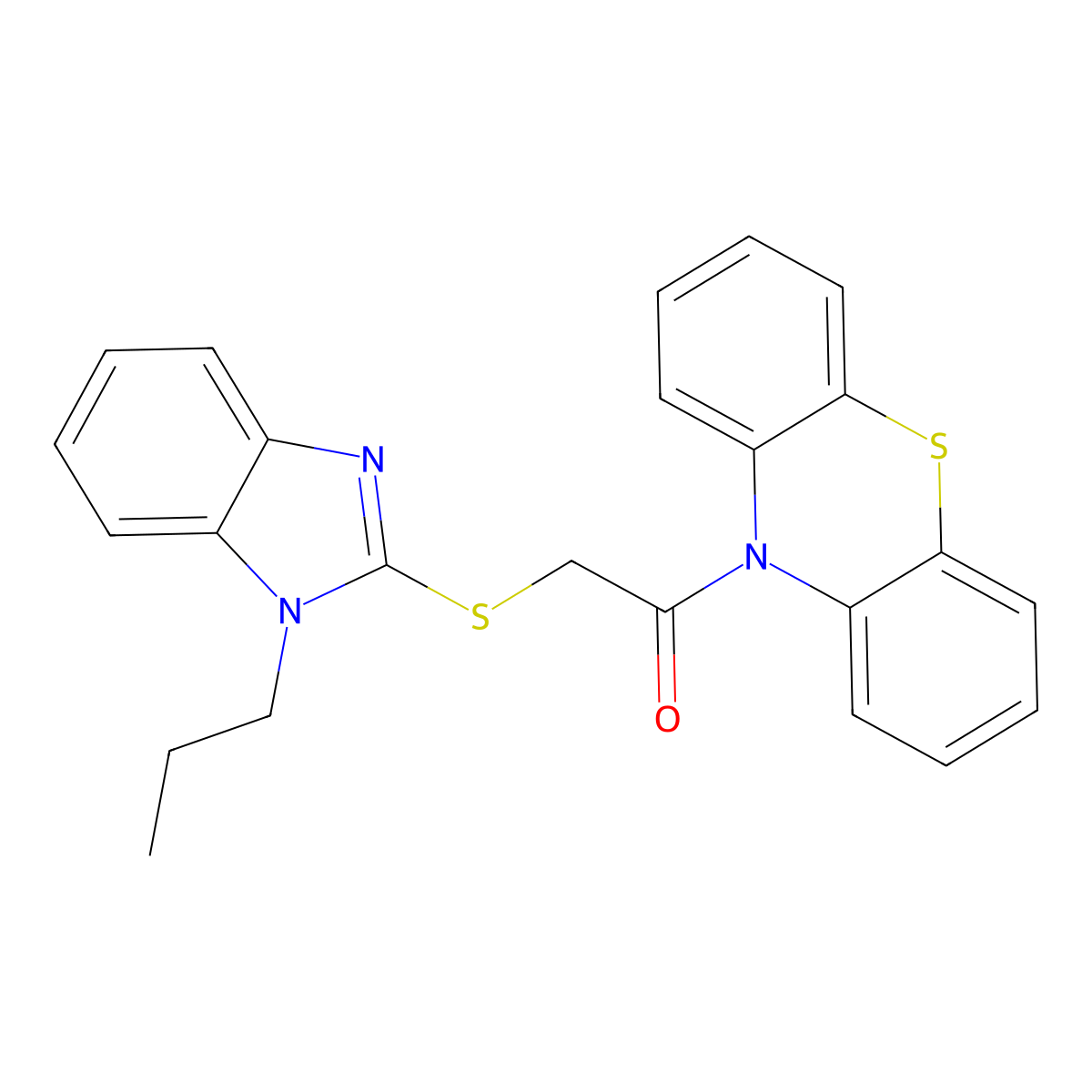 1-Phenothiazin-10-yl-2-(1-propylbenzimidazol-2-yl)sulfanylethanone molecular structure, CAS 347341-47-3