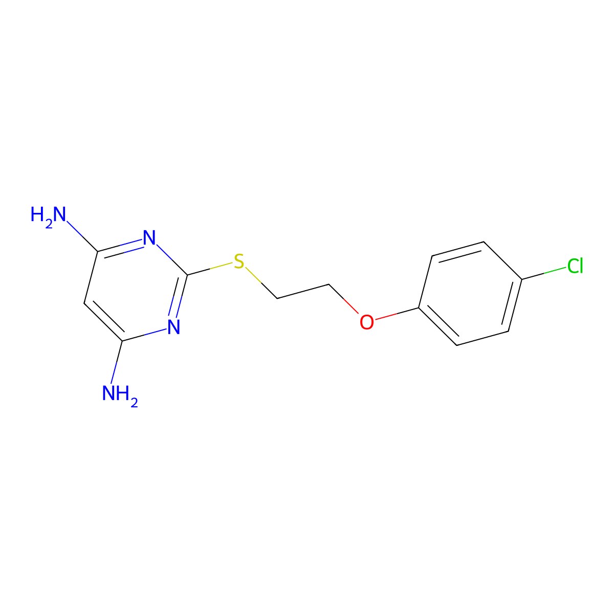 2-{[2-(4-Chlorophenoxy)ethyl]sulfanyl}pyrimidine-4,6-diamine molecular structure, CAS 347341-49-5