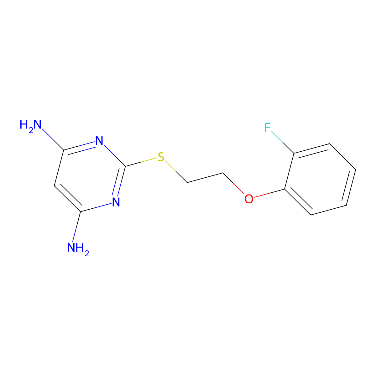 2-[2-(2-Fluorophenoxy)ethylsulfanyl]pyrimidine-4,6-diamine molecular structure, CAS 347341-50-8