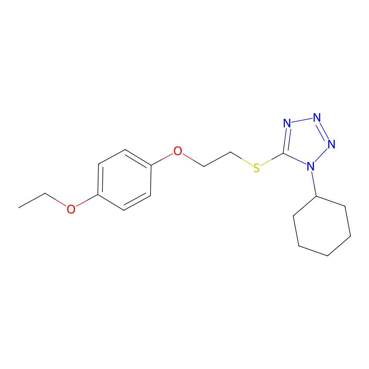 1-Cyclohexyl-5-[2-(4-ethoxyphenoxy)ethylsulfanyl]tetrazole molecular structure, CAS 347341-68-8