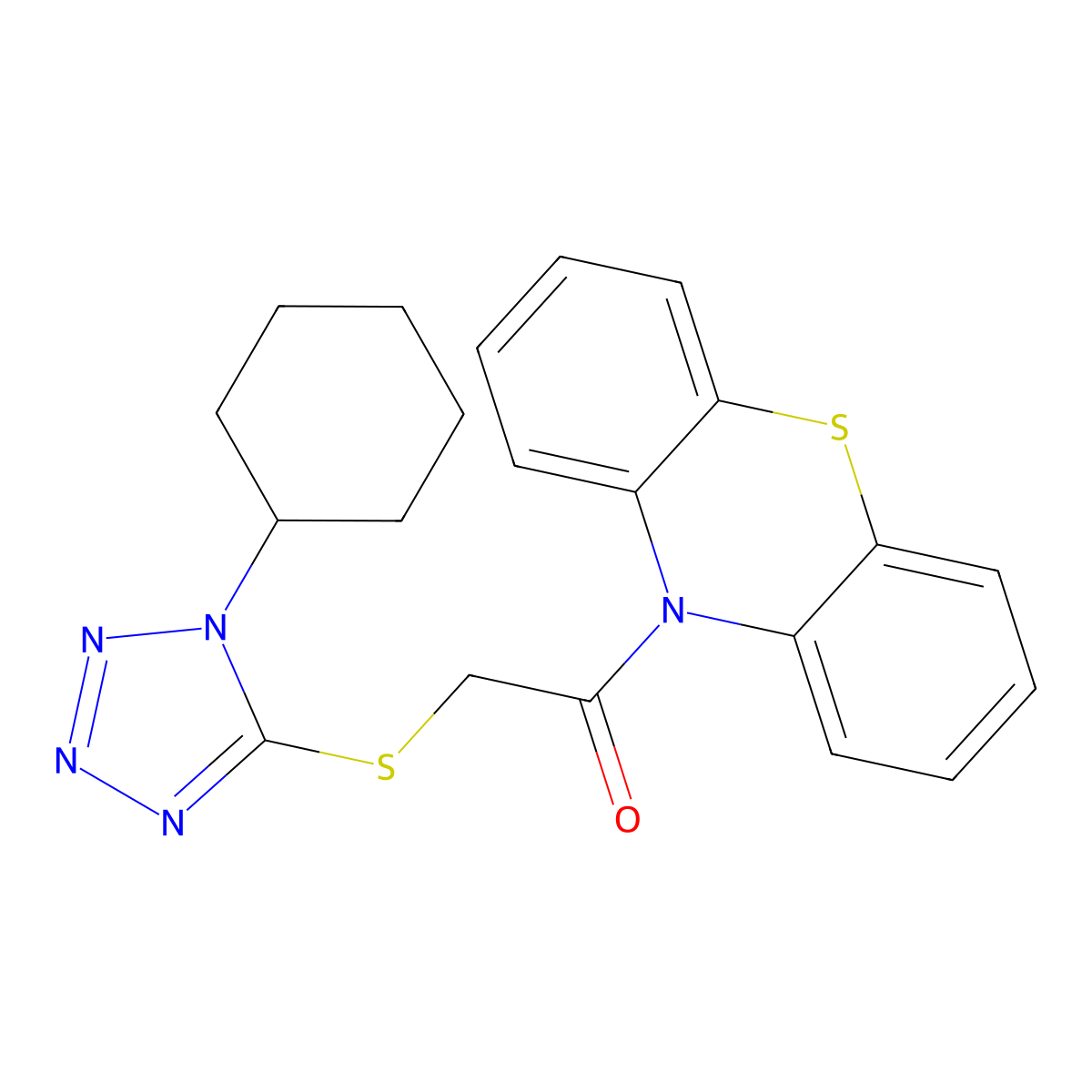 2-(1-Cyclohexyltetrazol-5-yl)sulfanyl-1-phenothiazin-10-ylethanone molecular structure, CAS 347341-72-4
