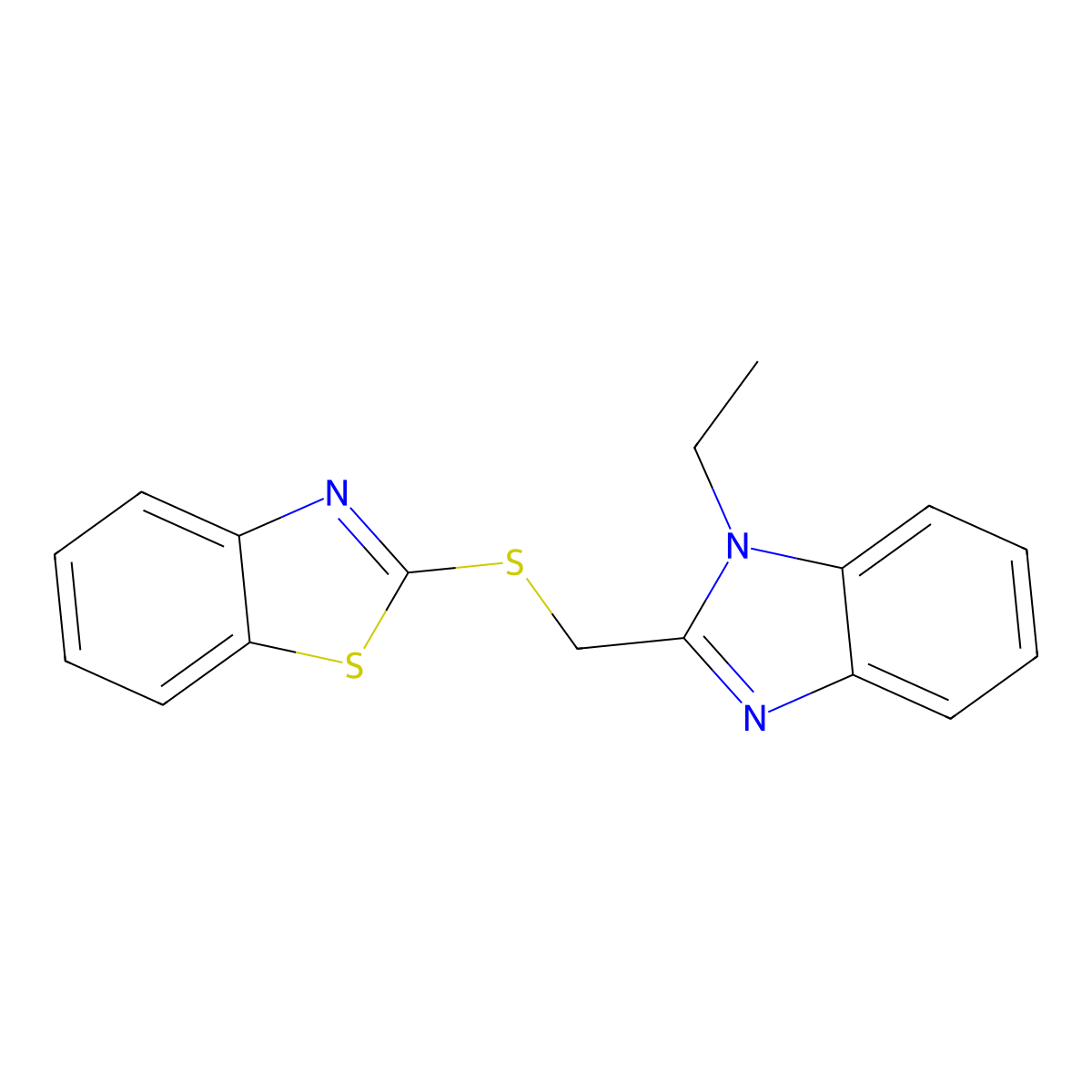 2-[(1-Ethylbenzimidazol-2-yl)methylsulfanyl]-1,3-benzothiazole molecular structure, CAS 347341-76-8